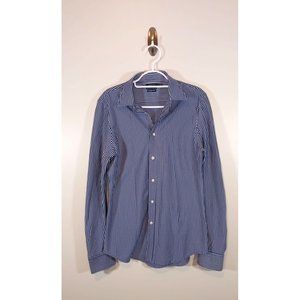 Polo Ralph Lauren Blue/White Striped Cotton Knit Long Sleeve Button Down Shirt L